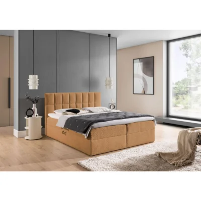 Fun Möbel Boxspringbett DOMINGA in Aubergine, Liegefläche 120x200 cm – mit Bettkasten, Taschenfederkern